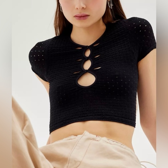 Urban Outfitters Out From Under Black Seamless Cropped Top‎ Size M/L - Picture 1 of 6
